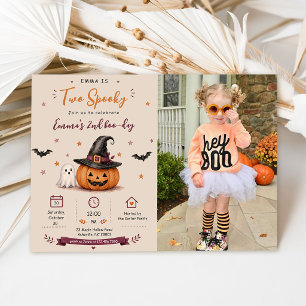 Two Spook Halloween Birthday Party Photo Invitation