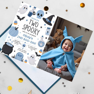 Two Spook Halloween Birthday Party Photo Invitation
