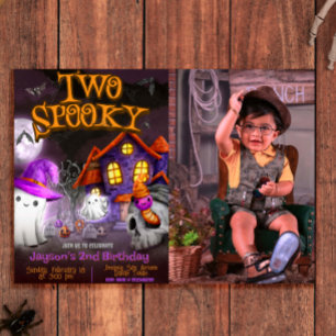 Two Spooky - 2nd Birthday with Picture Invitation