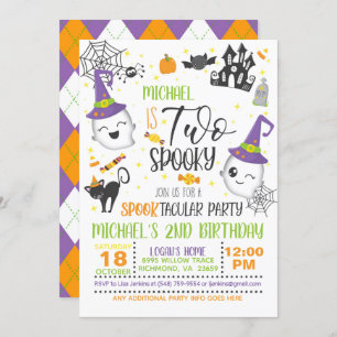 Two Spooky Birthday Invitation - White