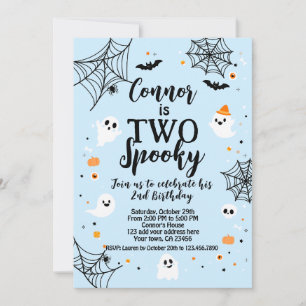 Two Spooky Blue Halloween  Invitation