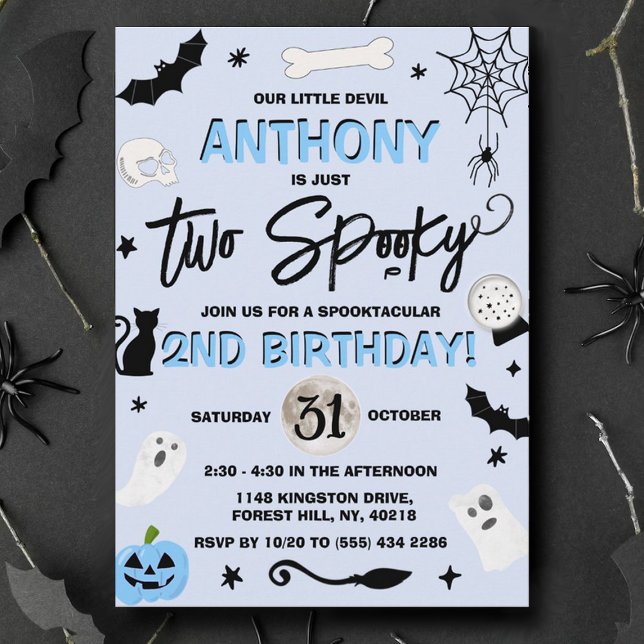 Two Spooky! Boys Halloween 2nd Birthday Invitation (Creator Uploaded)