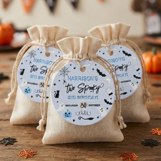 Two Spooky! Boys Halloween 2nd Birthday Party Favour Tags