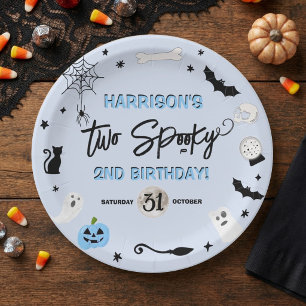 Two Spooky! Boys Halloween 2nd Birthday Party Paper Plate