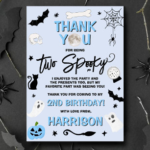 Two Spooky! Boys Halloween 2nd Birthday Thank You Card