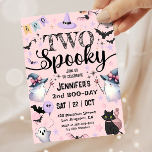 Two Spooky Cute Ghost Girl Halloween 2nd Birthday  Invitation