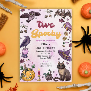Two Spooky Cute Halloween 2nd Birthday Invitation