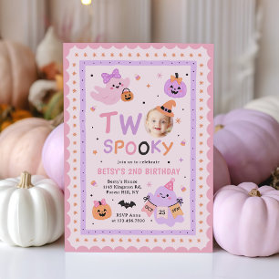 Two Spooky Cute Halloween Ghost 2nd Birthday Invitation