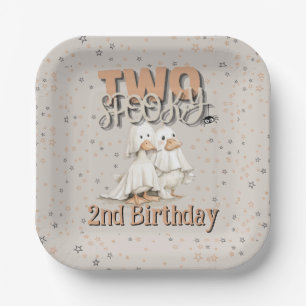 Two Spooky Cute Halloween Ghost 2nd Birthday Paper Plate