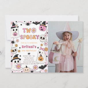 Two Spooky Cute Halloween Ghost 2nd Birthday Party Invitation