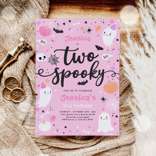 Two Spooky Cute Halloween Ghost 2nd Birthday Party Invitation