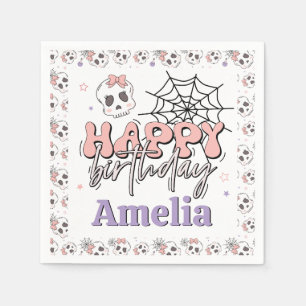 Two Spooky Cute Pink Halloween Birthday Party Napkin