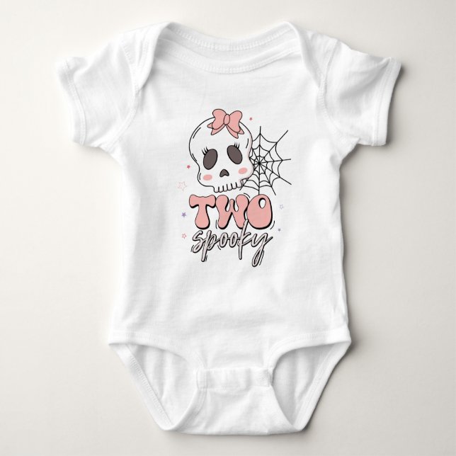 Two Spooky Cute Pink Halloween Name Birthday Baby Bodysuit (Front)