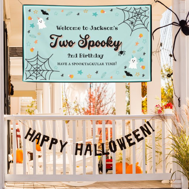  Two Spooky Gender Neutral Halloween 2nd Birthday  Banner (Creator Uploaded)