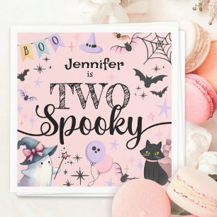 TWO Spooky Girl Cute Ghost Halloween 2nd Birthday Napkin