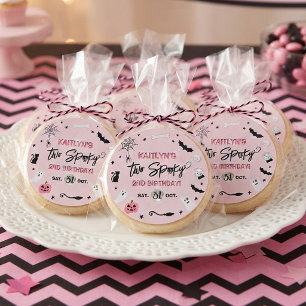 Two Spooky! Girls Halloween 2nd Birthday Party Classic Round Sticker