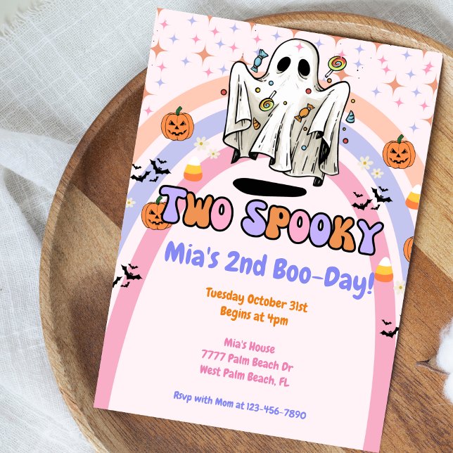 Two Spooky Groovy Halloween Birthday  Invitation (Creator Uploaded)