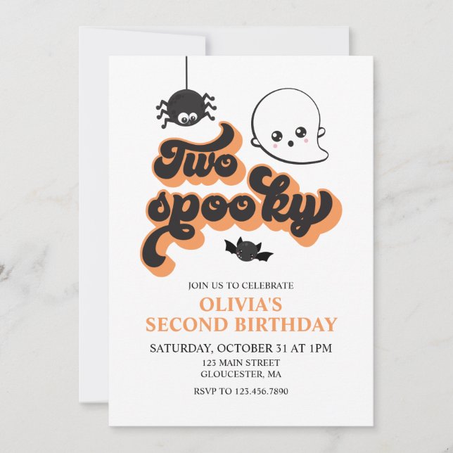 Two Spooky Halloween 2nd Birthday  Invitation (Front)