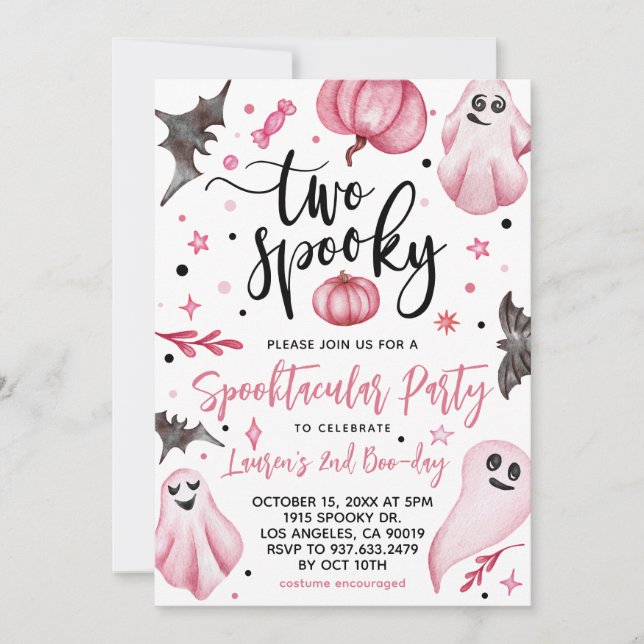 Two Spooky Halloween 2nd Birthday Invitation (Front)