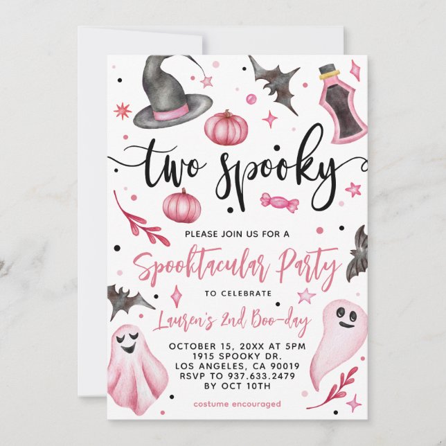 Two Spooky Halloween 2nd Birthday Invitation (Front)