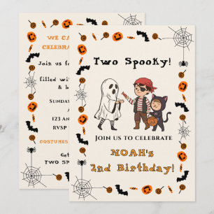Two Spooky Halloween 2nd Birthday Party Invitation