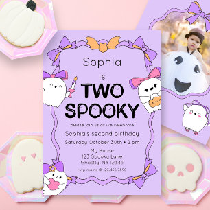 Two Spooky Halloween 2nd Birthday Photo Invitation