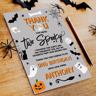 Two Spooky! Halloween 2nd Birthday Thank You Card
