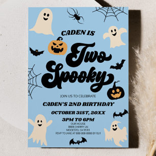 Two Spooky Halloween 2nd Second Birthday Party Invitation