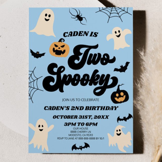 Two Spooky Halloween 2nd Second Birthday Party Invitation (Creator Uploaded)