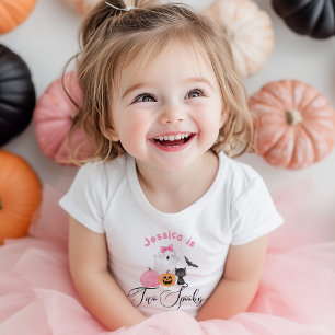 Two spooky Halloween Birtdhay pink little Boo Baby T-Shirt