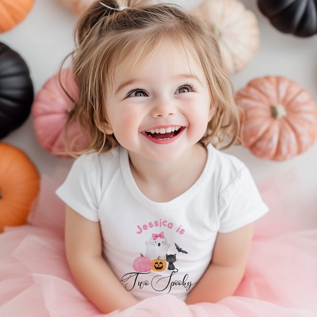 Two spooky Halloween Birtdhay pink little Boo Baby T-Shirt (Creator Uploaded)