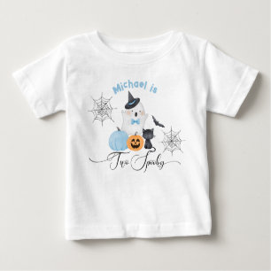 Two spooky Halloween Birthday blue Boo Baby T-Shirt