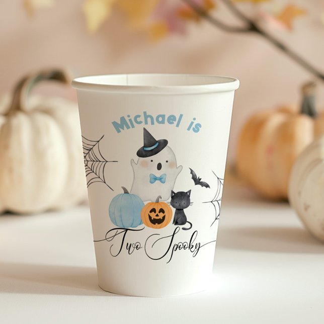 Two spooky Halloween Birthday blue Boo Paper Cups (Creator Uploaded)