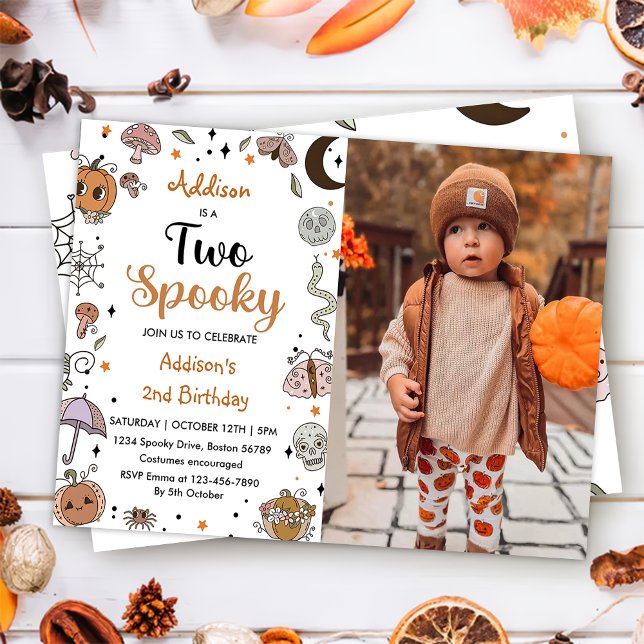 Two Spooky Halloween Birthday Party Photo Invitation (Creator Uploaded)