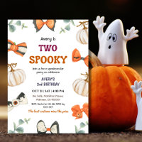 Two Spooky Halloween Birthday Pumpkin Bow Cute