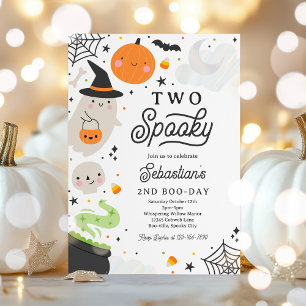 Two Spooky Halloween Bly Ghost 2nd Birthday Party Invitation