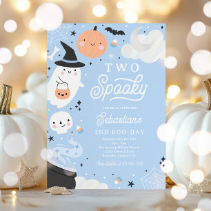 Two Spooky Halloween Bly Ghost 2nd Birthday Party Invitation