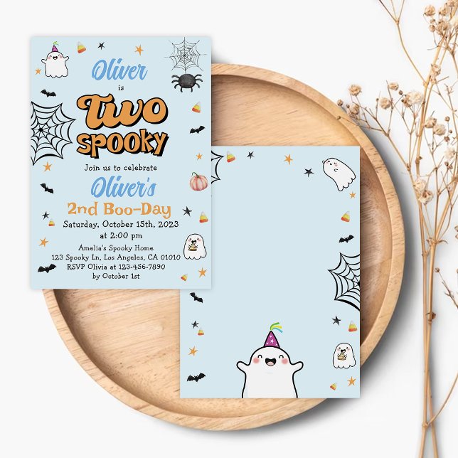 Two Spooky Halloween Boy 2nd Birthday Invitation (Creator Uploaded)