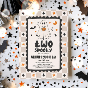Two Spooky Halloween Boy Ghost 2nd Birthday Party Invitation