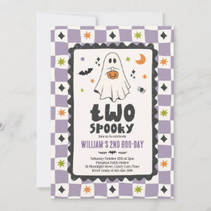 Two Spooky Halloween Boy Ghost 2nd Birthday Party Invitation