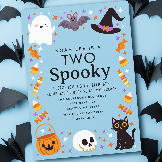 Two Spooky Halloween Boys 2nd Birthday Invitation (Creator Uploaded)