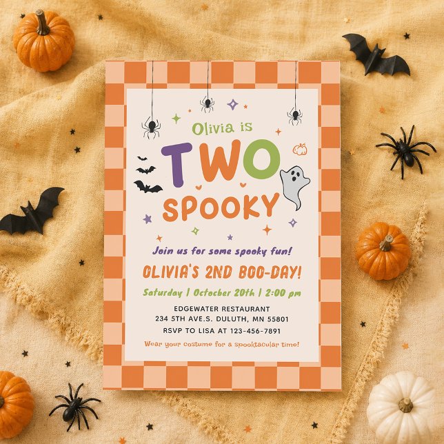 Two Spooky Halloween Ghost 2nd Birthday Invitation (Creator Uploaded)