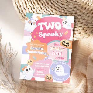 Two Spooky Halloween Groovy 2nd Birthday Party Invitation