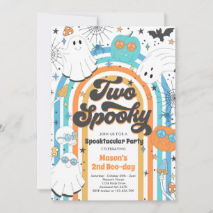 Two Spooky Halloween Groovy Ghost 2nd Birthday Invitation