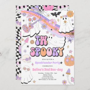 Two Spooky Halloween Groovy Ghost 2nd Birthday Invitation