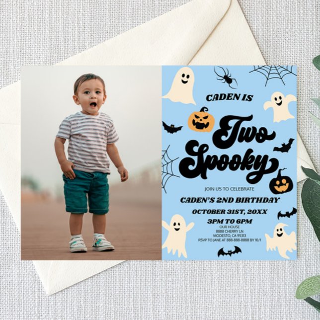 Two Spooky Halloween Picture 2nd Birthday Party Invitation (Creator Uploaded)