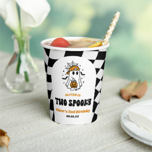 Two Spooky Halloween Retro 2nd Birthday Party Paper Cups