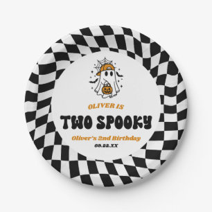 Two Spooky Halloween Retro 2nd Birthday Party Paper Plate