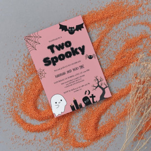 Two Spooky Pink Halloween Second  birthday party Invitation