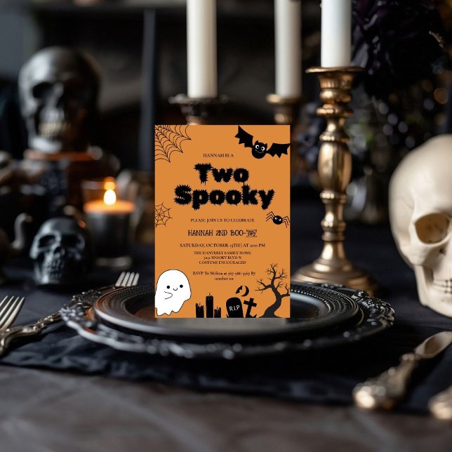 Two Spooky Pink Halloween Second  birthday party Invitation (Creator Uploaded)